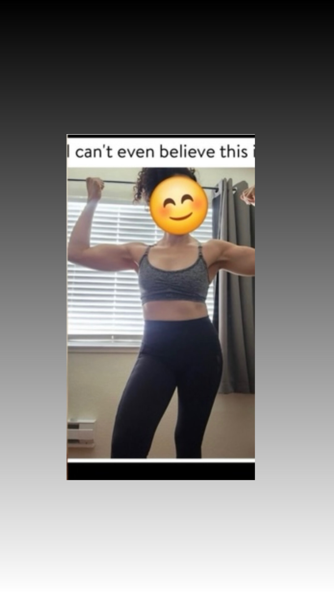 Client proudly showing her strength transformation