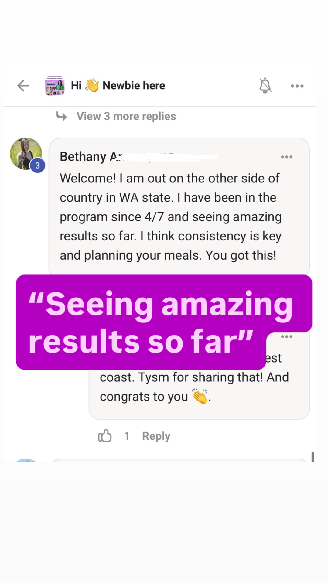 Client shares that she is seeing amazing results