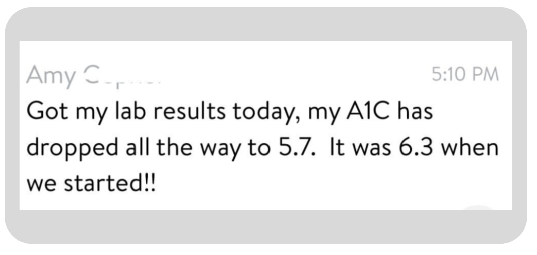 Client message: A1C dropped to 5.7 from 6.3